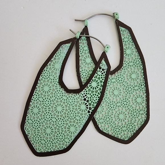 NWT Filigree Moroccan Mint Boho Pin Catch Earrings - Picture 8 of 8